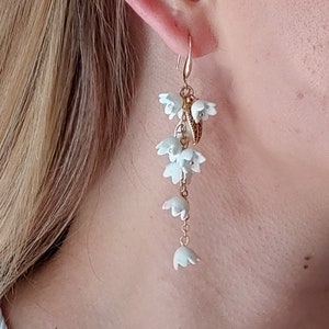 Lily Of The Valley Earrings White Wedding Floral Clay Earrings Floral Jewelry Handmade Gift For Her