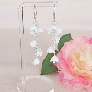 Long Floral Earrings White, Lily Of The Valley Earrings, Birthday Flower Earrings, Clay Flower Earrings, Gift For Her