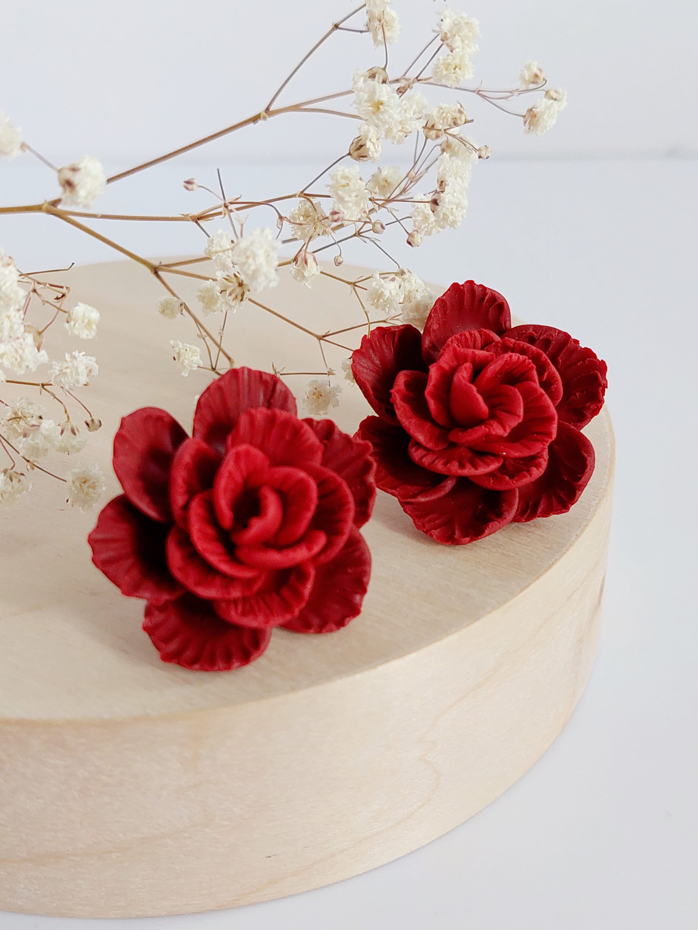 Red floral earrings shop