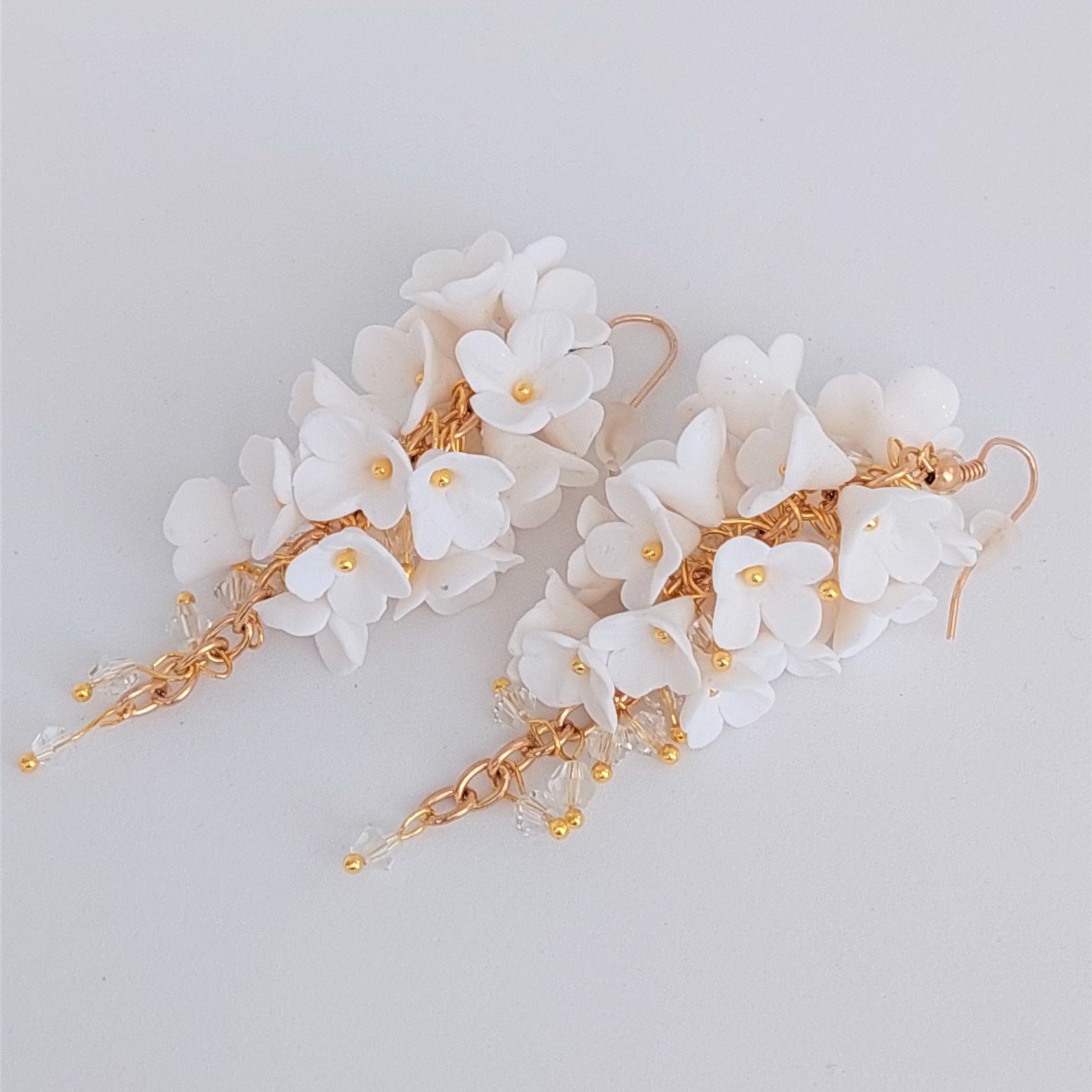 Cluster Flower Earrings White Polymer Clay Etsy