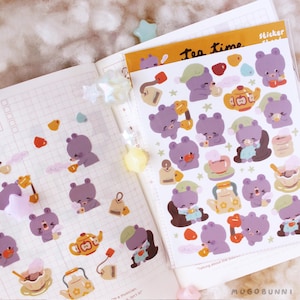 Tea Time Sticker Sheet für Planer und Journaling