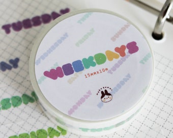 Days of the Week Color Fill Washi Tape