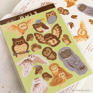 Eulen-Stickerbogen für Planer und Journaling