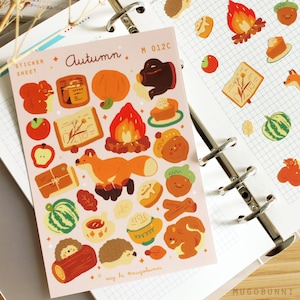 Feuille d’autocollants esthétiques d’automne