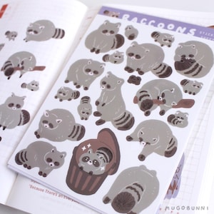 Waschbär Sticker Bogen für Planer und Journaling