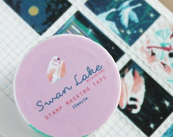 Swan Lake Stamp Washi Tape Decorating DIY Journalling