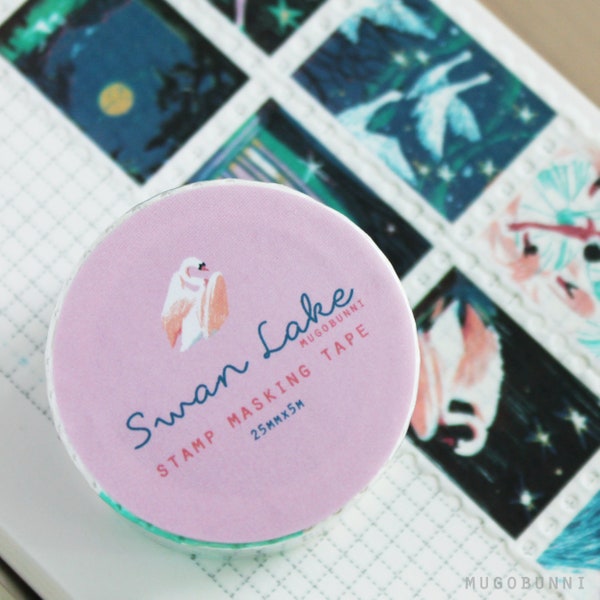 Swan Lake Stamp Washi Tape Decorating DIY Journalling