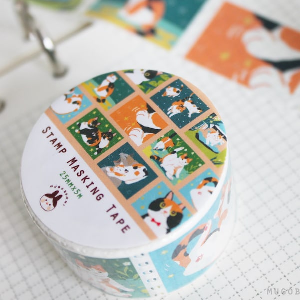 Calico Cat Neko Stamp Washitape Masking tape for Journals, Dairy