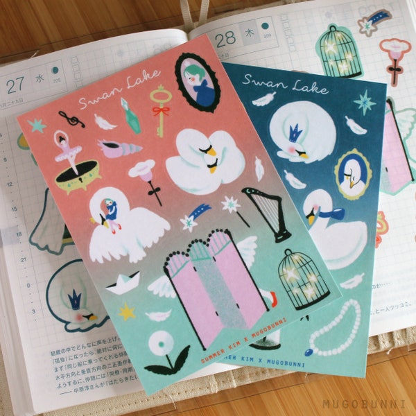Swan Lake Inspired Summer Kim Sticker Sheet for Planners and Journaling
