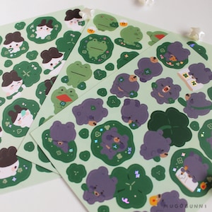 Klaver stickervellen voor journaling, planners en decoratie kikkerkonijn en beer!