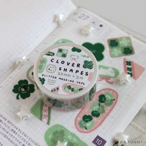 Cinta washi con formas de tréboles para diarios, planificadores y lecherías