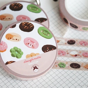 Cinta adhesiva decorativa washi con forma de donuts de animales para diarios y revistas
