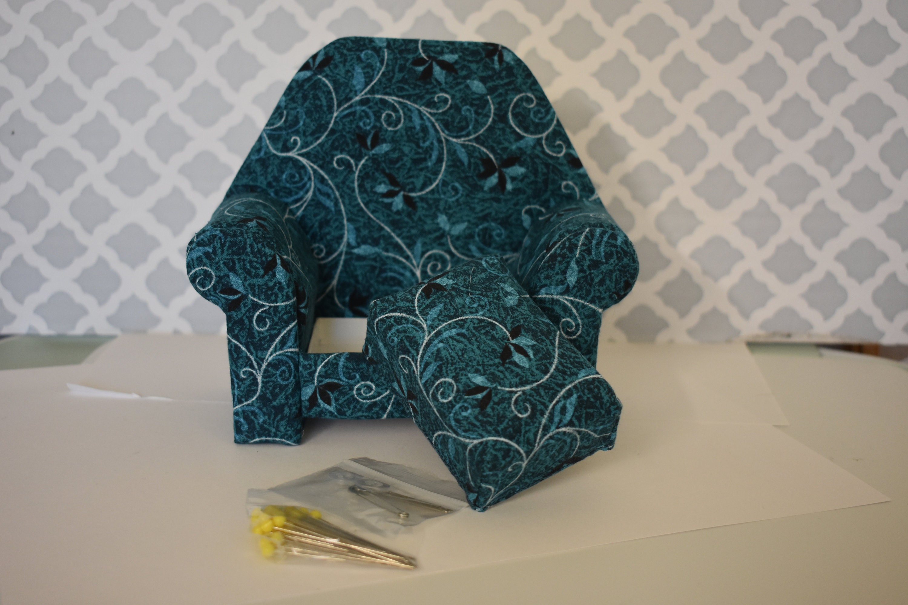 Pincushion Chair Blue with Swirls Etsy