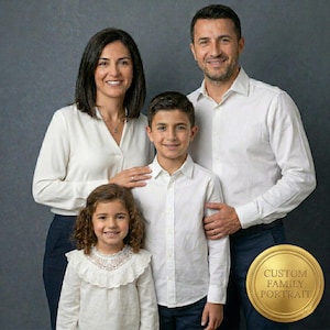 Anpassat familjeporträtt | Digital illustration med AI | Personlig årsdagspresent | Foto till konst | Minimalistisk heminredning | Bröllopspresentkonst