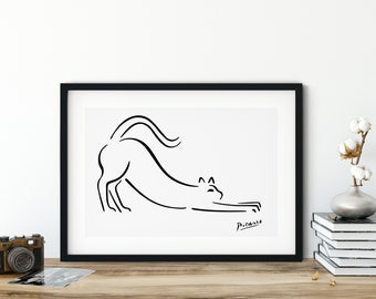 Pablo Picasso Cat Print, Minimalist Picasso Print, Framed Picasso Art, Home Wall Decor Sketches, Picasso Art print, Line Art
