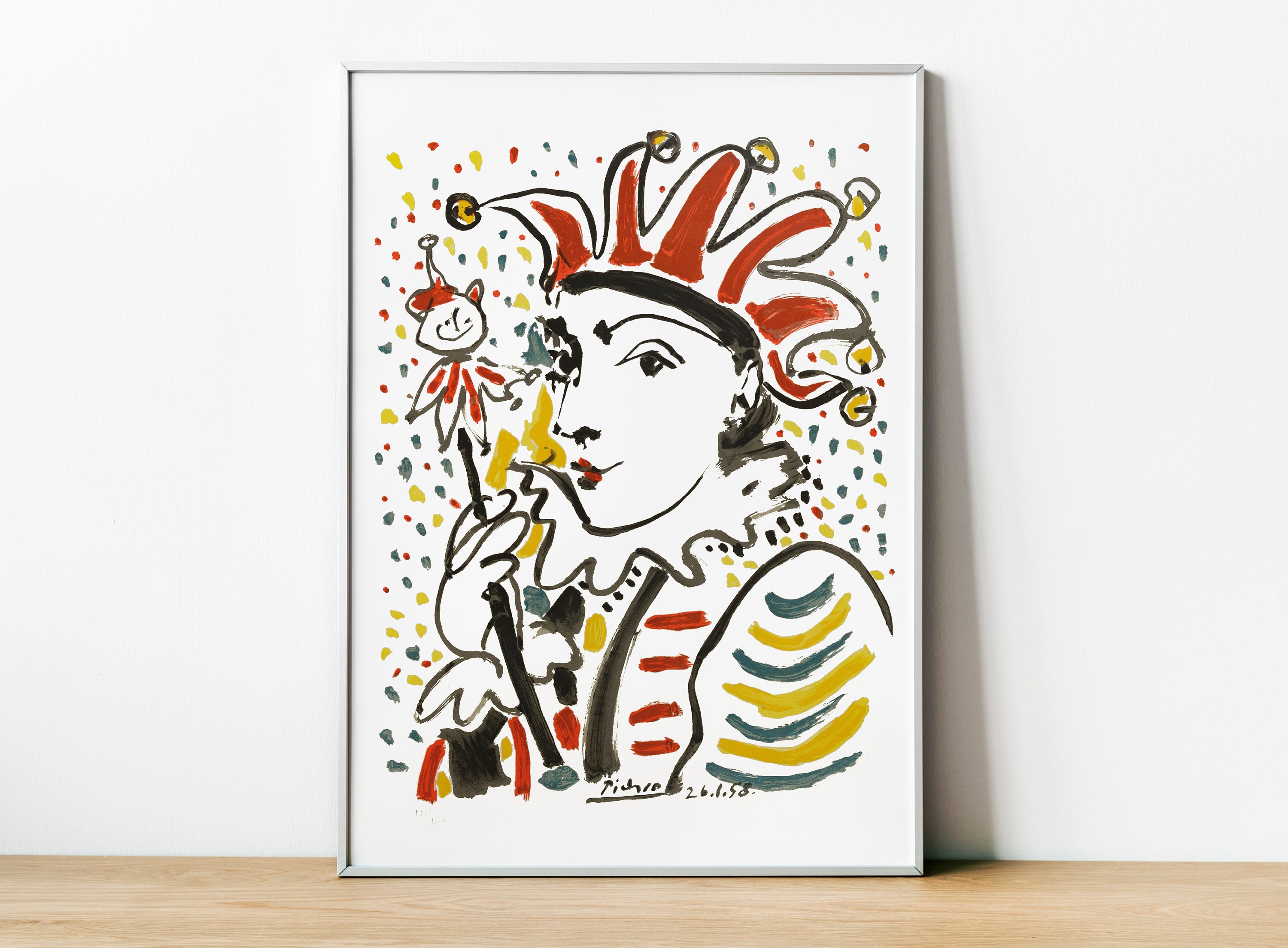 Pablo Picasso Carnival Fool Print, Exhibition Print, Framed Museum