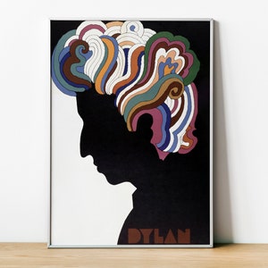 Bob Dylan Psychedelic Poster by Milton Glaser, Bob Dylan Vintage Art Poster, Bob Dylan Poster, American Icon, Bob Dylan, Framed Poster image 1