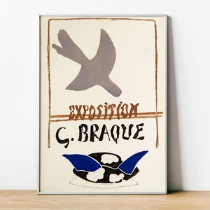 Georges Braque Vogel Poster, gerahmtes Wohndekor-Plakat, Druck Vintage Kunst, Hauswanddekor