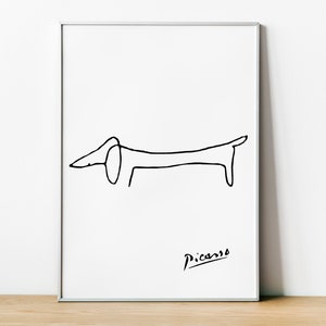 Pablo Picasso Sausage Dog Print, Minimalist Picasso Print,  Digital Download, Home Wall Decor Sketches, dachshund print