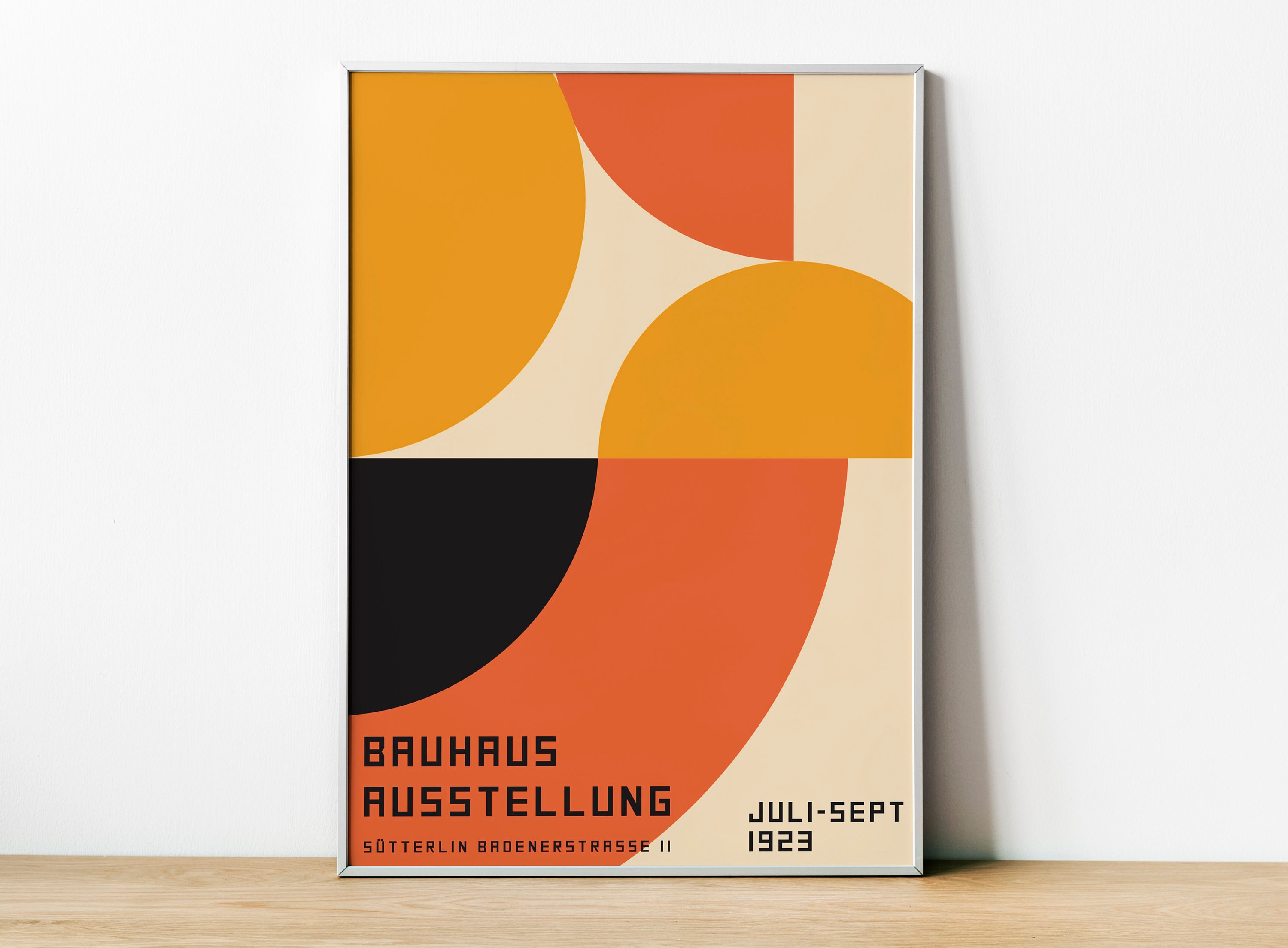 バウハウス展ポスター、ドイツモダニズムアートプリント、額入り壁装飾
