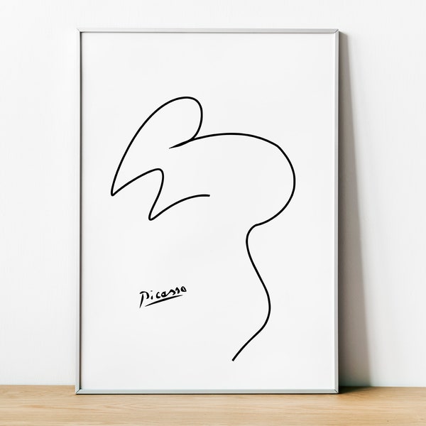 Impression de souris Pablo Picasso, impression Picasso minimaliste La souris, téléchargement numérique, croquis de décoration murale maison, impression d'art Picasso, dessin au trait