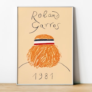 Roland Garros, 1981, Tennis Poster, gerahmter Tennisdruck. Home Décor Poster Print Vintage Kunst, Hauswanddekor