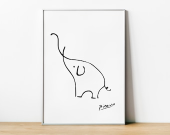 IKEA ピカソ動物の線画5枚セット Picasso 5 Animal Prints /Ikea Olunda/ in Black Frame Glass