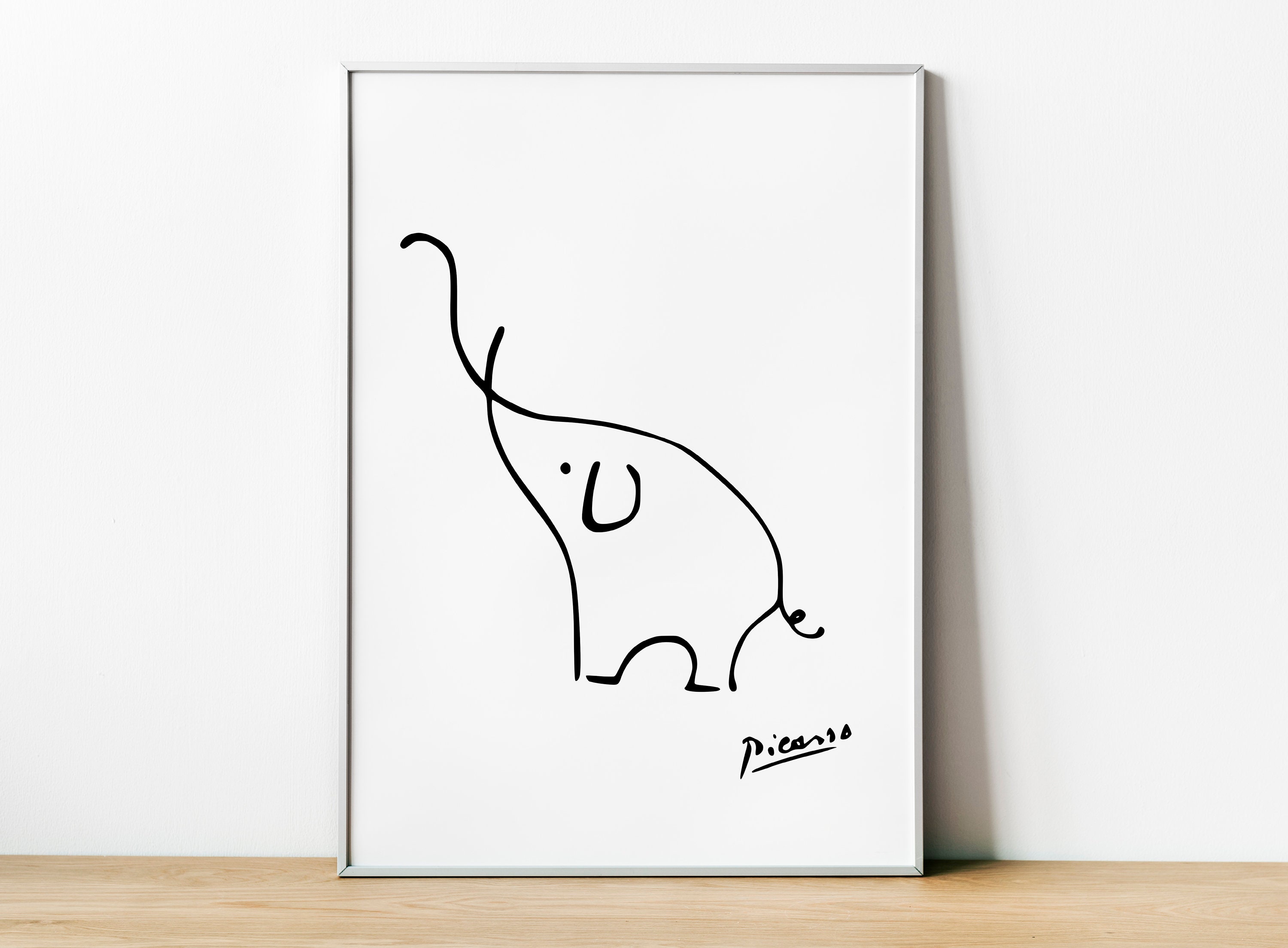 Pablo Picasso Elephant Print, Minimalist Picasso Print, Framed