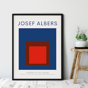 Josef Albers, Exhibition Poster, Homage To The Square,Red/Blue, Digital Download, Neue Kunst, Bauhaus Abstract Art,Retro Wall Art,Wall Decor