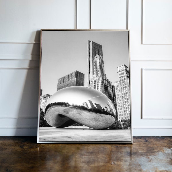 Chicago Print, Chicago Photography, The Bean Chicago, Chicago Poster, Chicago Wall Art, Wall Art Home Decor, Photo Art, Black and White