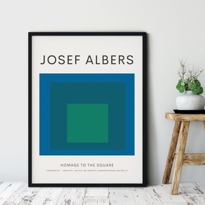 Josef Albers, Exhibition Poster, Homage To The Square, Green, Digital Download, Neue Kunst, Bauhaus Abstract Art, Retro Wall Art,Wall Decor