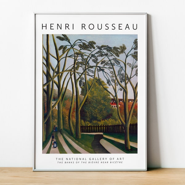 Henri Rousseau Die Ufer des Bievre bei Bicetre, Henri Rousseau Ausstellungsdruck, gerahmtes Plakat, Geschenk Wandkunst, Wandkunst Wohnkultur