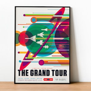 NASA Posters: The Grand Tour, Visions of the Future Series,Astronaut Print, Astronaut Poster, Framed  Wall Art Home Decor, Nasa Collection