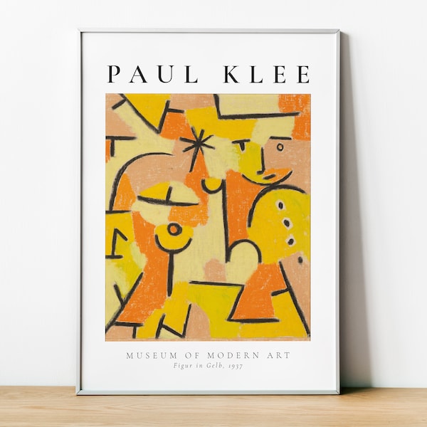 Paul Klee Exhibition Poster, Figur in Gelb, MOMA, German Modernism Art, Framed Print, Gallery Abstract Art, Retro Wall Art, Home Wall Decor