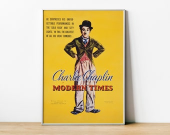 Charlie Chaplin Print,  Modern Times, Charlie Chaplin Poster, Charlie Chaplin Art, American Icon, Wall Art Home Decor, Digital Download