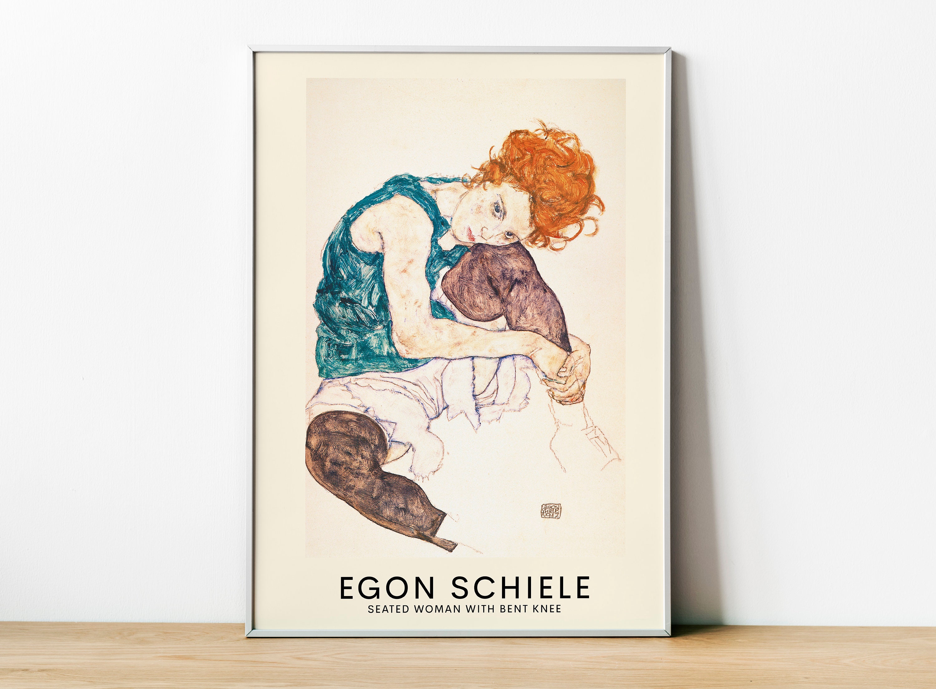 エゴン・シーレ Seated Woman with Bent Knees 額装品