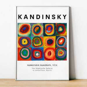 Kandinsky Farbstudie Quadrate, Wassily Kandinsky Exhibition Poster, Home Decor, Modernism Art, Abstract Art, Retro Wall Art, Kandisky Framed