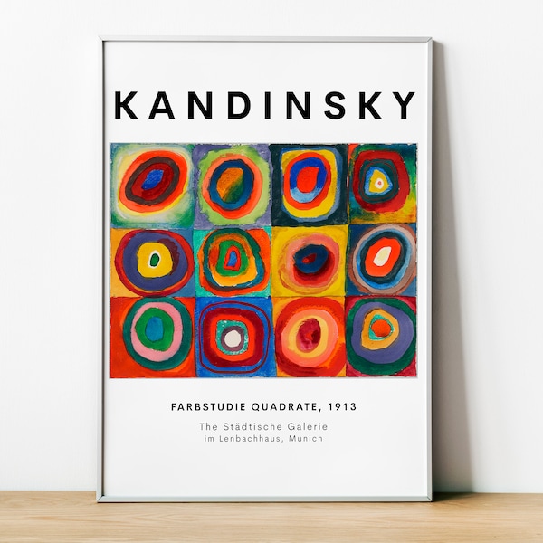 Kandinsky Farbstudie Quadrate, Vassily Kandinsky, téléchargement numérique, décoration d'intérieur, Art du modernisme, Art abstrait, Art mural rétro, décoration murale maison