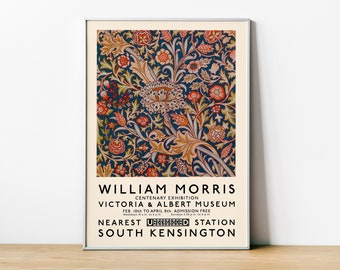 William Morris poster, Exhibition Poster, The Victoria and Albert Museum, Framed Print, London Underground, 1934, Home Decor, Wall Art