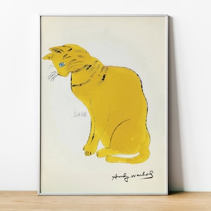 Andy Warhol, Retrospective Poster, Sam Yellow Cat Pop Art, Abstract Framed Art, Warhol Urban Art Poster, Abstract Wall Art, Home Wall Decor
