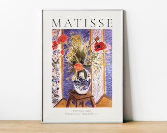 Matisse Print, Henri Matisse ,Matisse Framed Print,  Museum Of Modern Art, Poppies 1919, Mid Century Modern Wall Art, Home Wall Decor