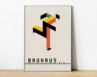 Bauhaus Art Print Poster, Framed exhibition Poster, Architecture Print, German Art, Running Man, Abstract Art, Retro Art, Home Wall Decor