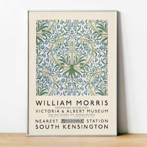 William Morris Exhibition Poster, Harebell Pattern, The Victoria and Albert Museum, Framed Print, London Underground, Home Decor, Wall Art