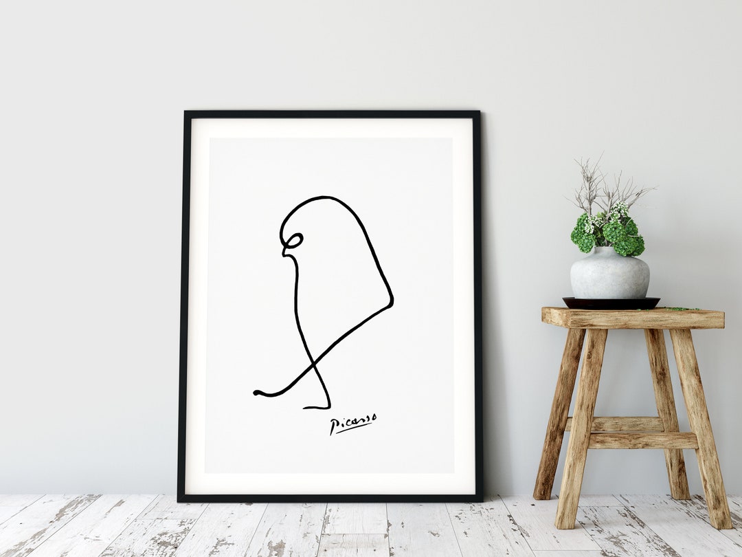 ピカソの鳥の線画プリント、ミニマリストなホームデコレーション
