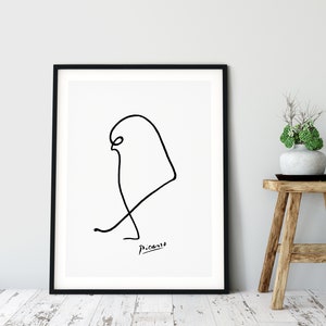 Impresión de pájaros de Pablo Picasso, impresión minimalista de Picasso, arte lineal de Picasso, descarga digital, bocetos de decoración de la pared del hogar, impresión de pájaros