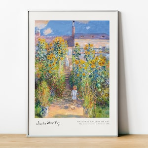 Claude Monet Exhibition Poster, Monets Garden Vetheuil, Monet Painting, Home Wall Decor, Monet Framed Print, Claude Monet Painting