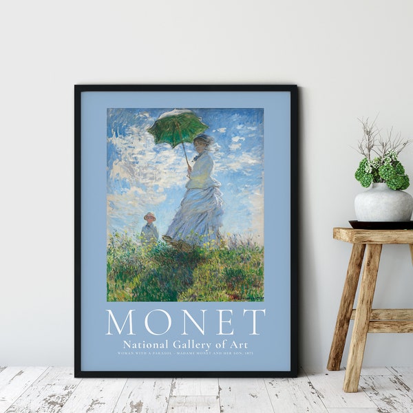Claude Monet Exhibition Poster, Woman With a Parasol, Monet Painting, Monet Art, Impressionism Art, Home Wall Decor , Digital Download