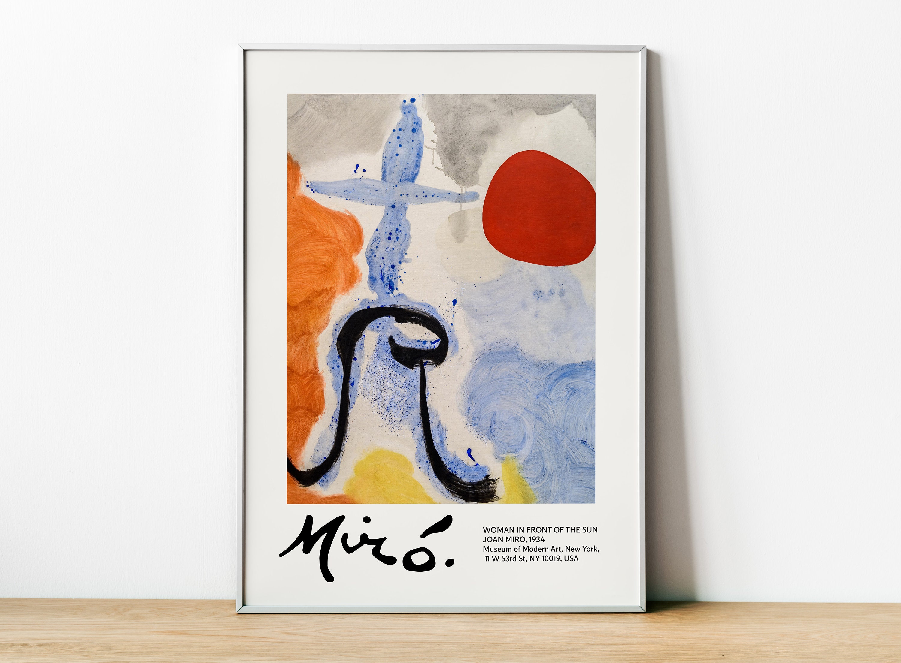 Joan Miro Exposition, Woman in Front the Sun, Exhibition Art Print
