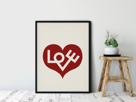 Alexander Girard Love Heart Print, Modernist Wall Decor (digital