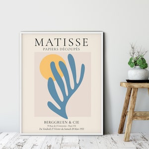 Matisse Print, Papiers Decoupes, Berggruen & Cie, Henri Matisse ,Matisse Framed Print, Mid Century Modern Art, Home Wall Decor, Blue Sun